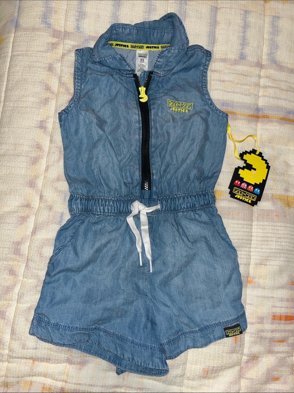 PACMAN collection Light Blue Denim Romper Justice Girls'